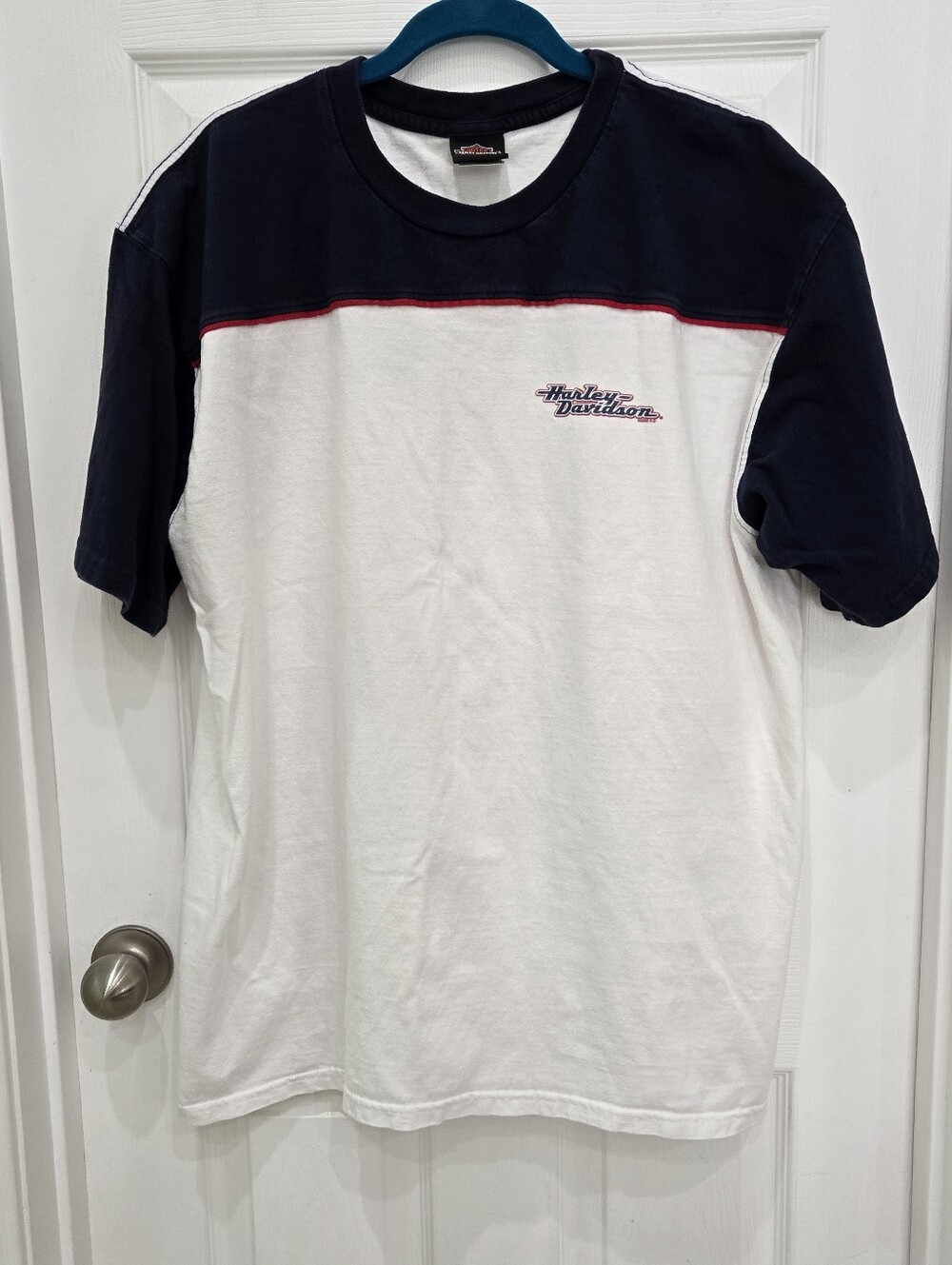 Harley Davidson Motorcycles White Blue Jersey T-Shirt  Bakersfield CA Size 2X